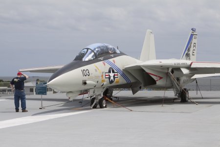 F14 Tomcat op de USS Yorktown